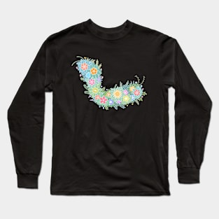 "ㄴ" Floral Letter Hangeul Long Sleeve T-Shirt